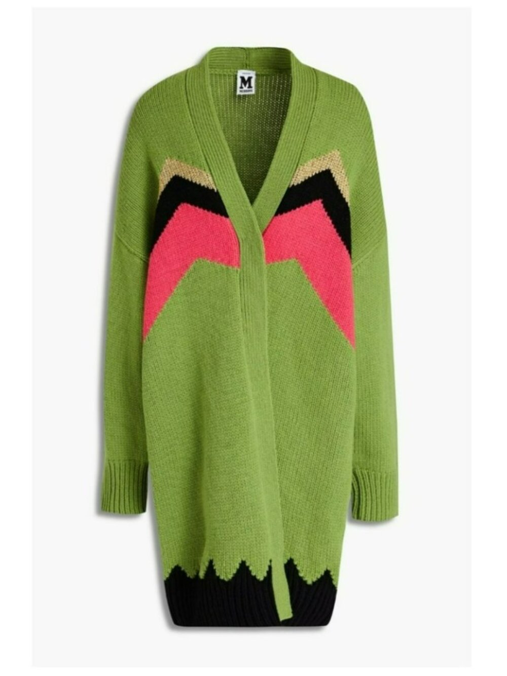 Missoni $795 Green Knit Geometric Long Length Cardigan Sweater Medium NWT - Picture 3 of 9